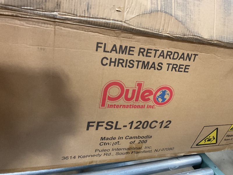 Photo 1 of *** FOR PARTS/MISSING ASSEMBLY PIECES*** Puleo International 12ft Pre-Lit Slim Fraser Fir Christmas Tree with 1200 Clear Lights, 3903 Realistic Dense Branch Tips, Easy Setup Artificial Trees with Sturdy Metal Stand