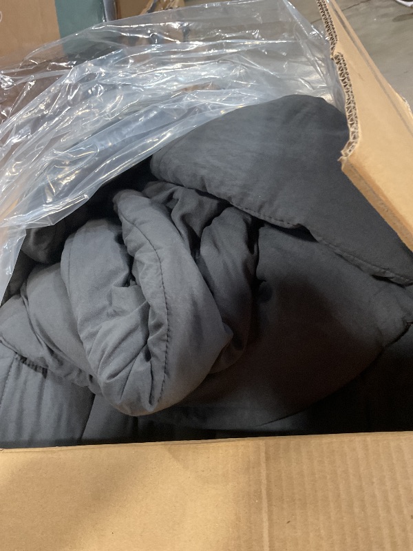 Photo 1 of * MISSING WHITE ‘FUR’ AS PICTURED *UGG Blissful Comforter Set with 2 Pillow Shams Reversible White Comforter Plush Fluffy Warm Bed Set Premium Hypoallergenic Down Alternative Bedding Breathable, King/California King, Blue Imperial