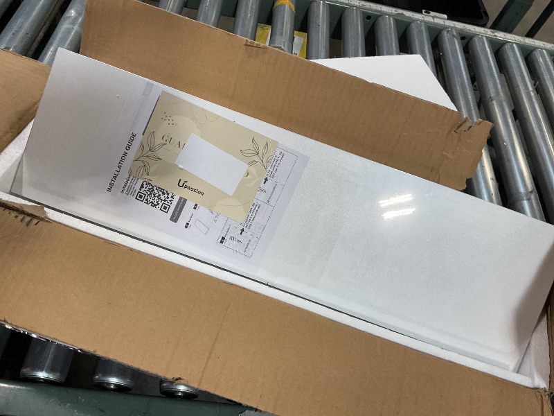 Photo 1 of * MISSING HARDWARE AND BLACK BAR DEPICTED* Upassion Floating Shelves for Wall Set of 3, 24" White Wall Shelves for Home Decor, Frame Display White Floating Shelf for Living Room, Bedroom, Bathroom, Kitchen