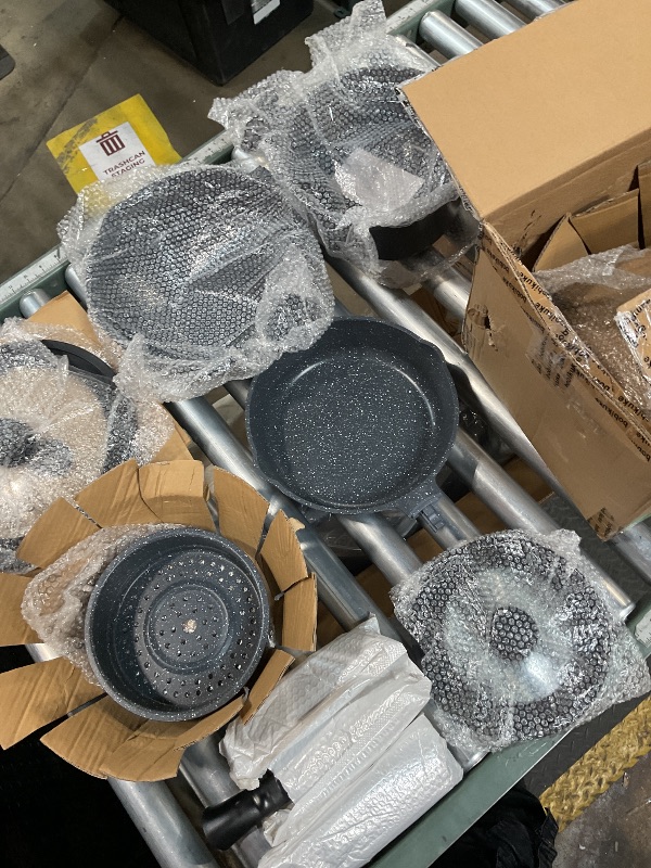 Photo 1 of * MISSING UTENSILSAIKENBBKK 10 Pcs Pots and Pans Set Nonstick, Cast Aluminum Kitchen Cookware Set with Lid/Frying Pans & Saucepans with Detachable Handle, Oven Safe (Black)