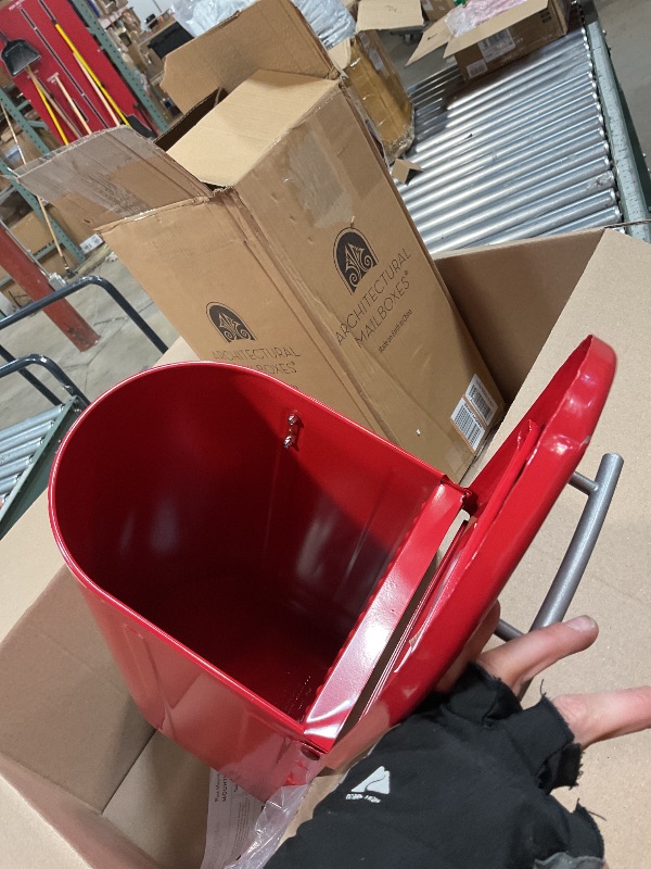 Photo 1 of * MINOR STRUCTURAL DAMAGE UNDERNEATH, DOESNT AFFECT MAILBOX UNIT* Architectural Mailboxes 7900-7R-SR Boulder Mailbox, Red