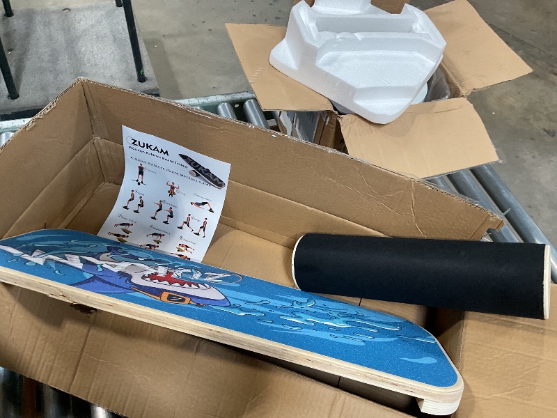 Photo 1 of * CRACK/CHIP IN PIECE OF BOARD * ZUKAM Balance Board Trainer, Wooden Balancing Board with Workout Guide to Exercise and Build Core Stability, Wobble Board for Skateboard, Hockey, Snowboard & Surf Training(Shark)