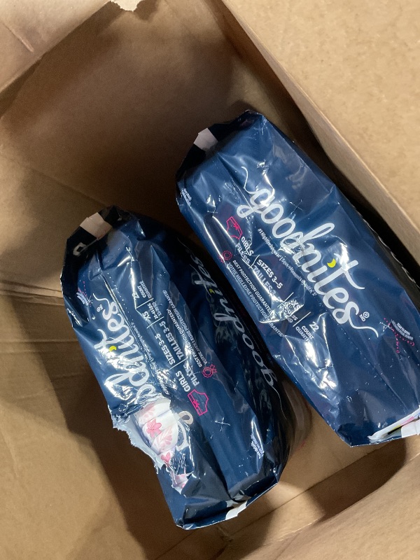 Photo 1 of * MINOR RIP IN ONE PACKAGING * Goodnites Girls' Nighttime Bedwetting Underwear, Size Extra Small (28-43 lbs), 44 Ct (2 Packs of 22), Packaging May Vary