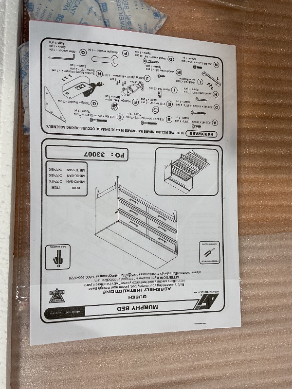Photo 1 of *** NOT IN A BOX/ INCOMPLETE SET/ MISSING ASSEMBLY PIECES BOX 1 OF 2 **** AFI, Santa Fe Queen Murphy Bed Chest with 6" Mattress & Built-in USB Charger, Light Toffee