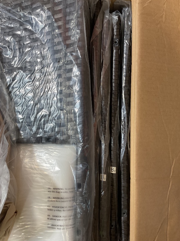 Photo 1 of ***MISSING ASSEMBLY PIECES ONLY 4 OUT OF FULL 7 PIECE SET ***** Shintenchi 7 Pieces Patio Furniture Sets Outdoor All-Weather Sectional Patio Sofa Set PE Rattan Manual Weaving Wicker Patio Conversation Set with Glass Table&Ottoman Cushion and Red Pillows,