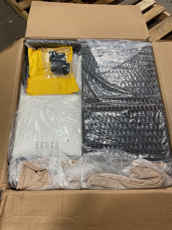 Photo 1 of ***MISSING ASSEMBLY PIECES ONLY 4 OUT OF FULL 7 PIECE SET ***** Shintenchi 7 Pieces Patio Furniture Sets Outdoor All-Weather Sectional Patio Sofa Set PE Rattan Manual Weaving Wicker Patio Conversation Set with Glass Table&Ottoman Cushion and Red Pillows,