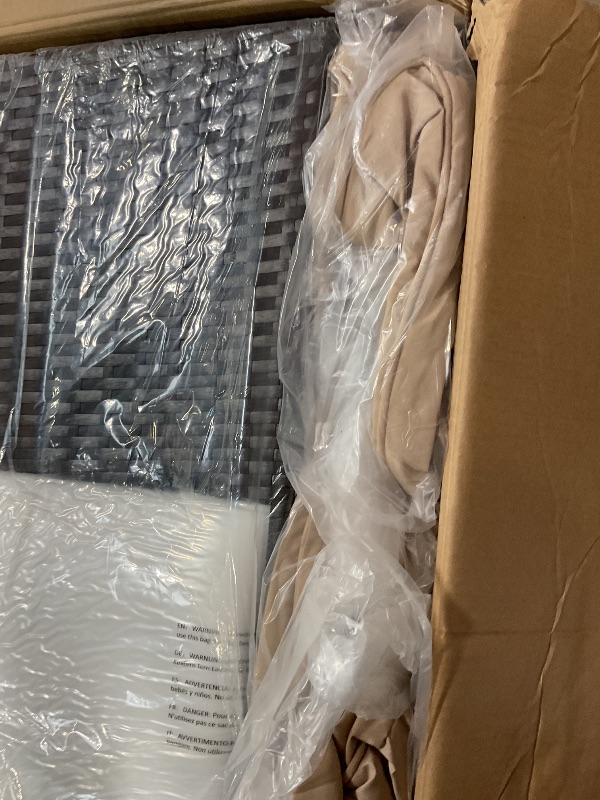 Photo 1 of ***MISSING ASSEMBLY PIECES ONLY 4 OUT OF FULL 7 PIECE SET ***** Shintenchi 7 Pieces Patio Furniture Sets Outdoor All-Weather Sectional Patio Sofa Set PE Rattan Manual Weaving Wicker Patio Conversation Set with Glass Table&Ottoman Cushion and Red Pillows,