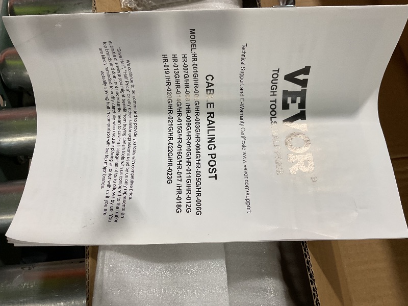 Photo 1 of **PARTIAL SET MISSING PIECES** VEVOR Cable Railing Post, 42"x2"x2" Deck Railing Post, Silver Stair Post with 30° Pre-Drilled Holes, Stainless Steel Cable Railing System Kit for Indoor Outdoor Deck Balcony,1JZLGZXYS1062TLWC001V0