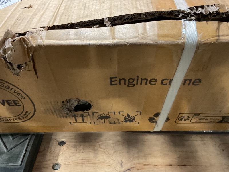 Photo 1 of 2 T Folding Hydraulic Engine Hoist with Leveler, 4400 LBS Cherry Picker Shop Crane with Telescopic Boom & 6 Casters, Engine Hoist Lift for Garage Workshop Warehouse, Heavy Duty, Yellow