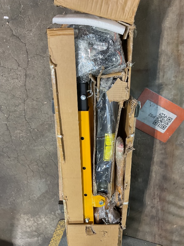 Photo 1 of 2 T Folding Hydraulic Engine Hoist with Leveler, 4400 LBS Cherry Picker Shop Crane with Telescopic Boom & 6 Casters, Engine Hoist Lift for Garage Workshop Warehouse, Heavy Duty, Yellow