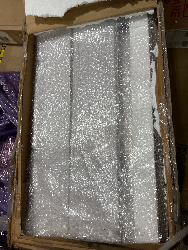 Photo 1 of ***FOR PARTS ONLY/NON-FUNCTIONAL*** SmartStandard 36 x 96 in Glass Barn Door with 6.6FT Sliding Hardware Kit & Handle, Pre-Drilled Ready to Assemble, Waterproof PVC Coating, White, 5-Panel Glass