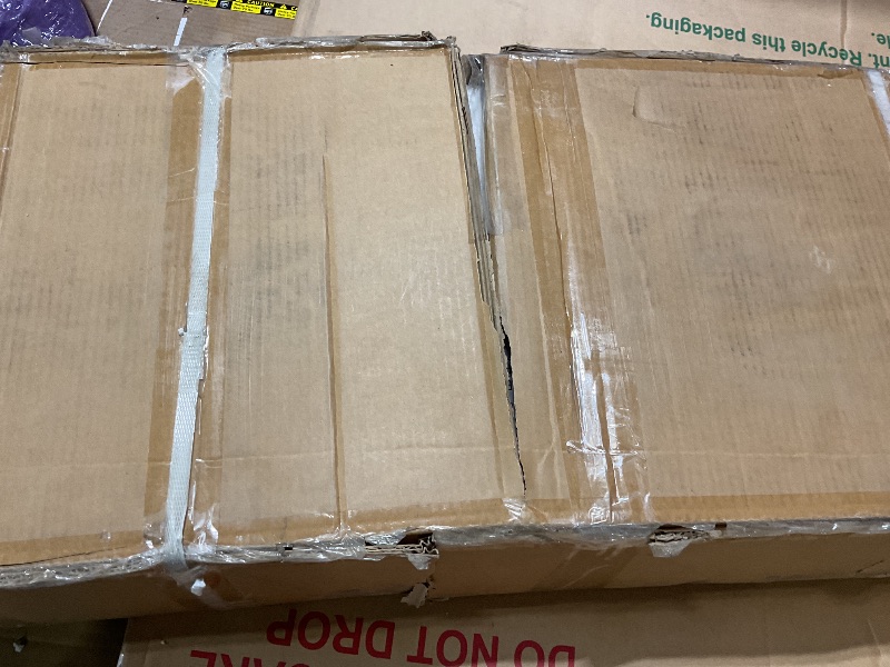 Photo 1 of ***FOR PARTS ONLY/NON-FUNCTIONAL*** SmartStandard 36 x 96 in Glass Barn Door with 6.6FT Sliding Hardware Kit & Handle, Pre-Drilled Ready to Assemble, Waterproof PVC Coating, White, 5-Panel Glass