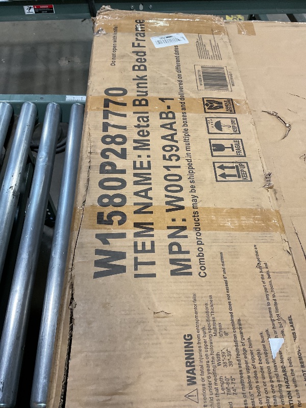 Photo 1 of ***INCOMPLETE SET/ POSSIBLY BOX 1 OF 4 *** Bellemave Triple Bunk Bed for Kids, Detachable Twin Over Twin Over Twin Metal Bunk Bed with Guardrails, Ladder & Storage, Converts to 3 Separate Twin Beds, Easy to Assemble (3 Bunk Beds for Kids)