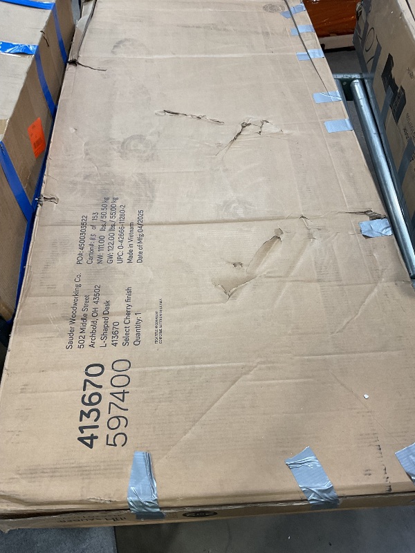 Photo 1 of 2 boxes, loose hardware *** Sauder Palladia L-Shaped Desk, Select Cherry Finish