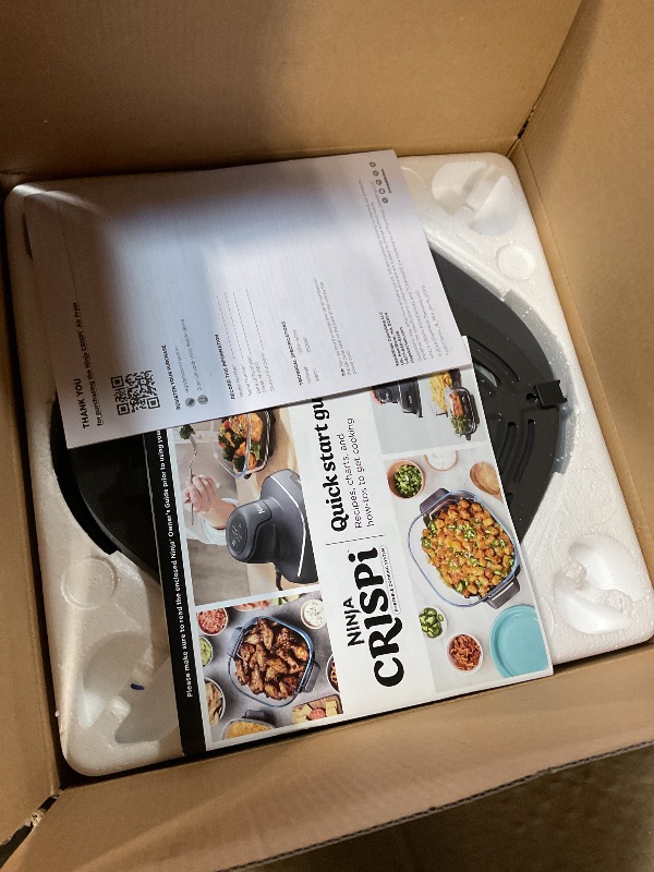 Photo 1 of ****POSSIBLY FOR PARTS SHOWS ERROR MESSAGE WHEN POWERED ON***** Ninja Crispi 4-in-1 Portable Glass Air Fryer Cooking System, 1500W, 4QT & 6-Cup TempWare Glass Containers with Storage Lids, Microwave, Freezer & Dishwasher Safe, Cyberspace Gray, FN101GY