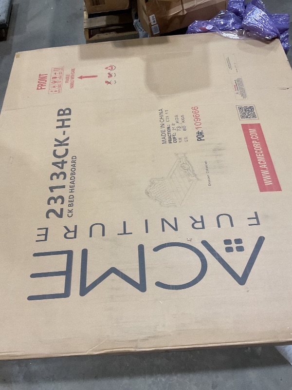 Photo 1 of ***INCOMPLETE SET BOX 1 OF 2 **** ACME Dresden California King Bed - - PU & Cherry Oak