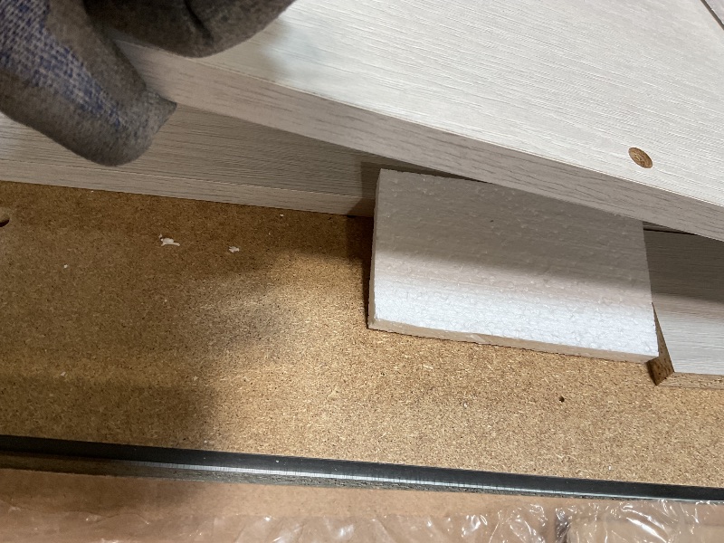 Photo 1 of ***PARTIAL SET BOX 1 OF 2*** Sauder Palladia L Shaped Desk with Drawers, Office Desk with File Cabinet Storage, Cable Management, Keyboard Tray, in Glacier Oak Finish