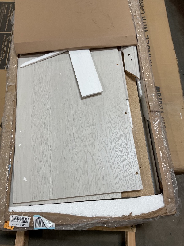 Photo 1 of ***PARTIAL SET BOX 1 OF 2*** Sauder Palladia L Shaped Desk with Drawers, Office Desk with File Cabinet Storage, Cable Management, Keyboard Tray, in Glacier Oak Finish