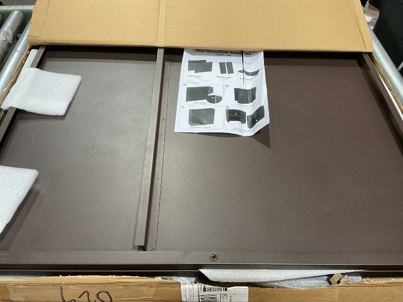 Photo 1 of **SCRATCHES & DENTS**** Metal Tall Long Planter Box Large Rectangular Planter Flower Pot with Drainage Holes for Indoor Outdoor Deck Porch Garden Home Patio Front Door (Espresso, L)