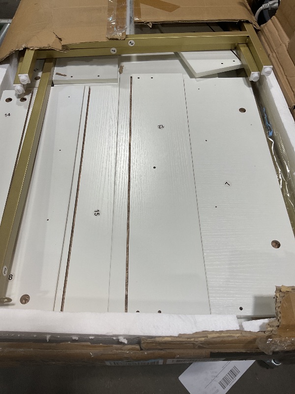 Photo 1 of ****MISSING ASSEMBLY HARDWARE**** SUPERJARE Vanity Desk with Drawers, 47 inch Computer Desk, Modern Simple Home Office Desks, Makeup Dressing Table for Bedroom - White and Gold, 7997G