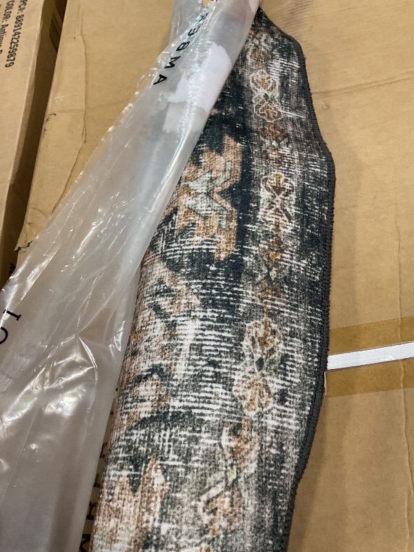 Photo 1 of **ROUND** Loloi Amber Lewis Josie Collection JOS-04 Ink/Earth 6'-0" x 6'-0", .13" Pile Height, Low Profile, Machine Washable, Round Area Rug