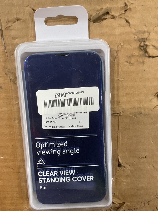 Photo 1 of 17 Pro Max Case Compatible with iPhone 17 Pro Max 5G Cell Phone Case with Kickstand, PU Leather, Clear View Makeup Mirror Flip Cover, Shockproof Protective Cover for iPhone 17 Pro Max 5G (Blue)