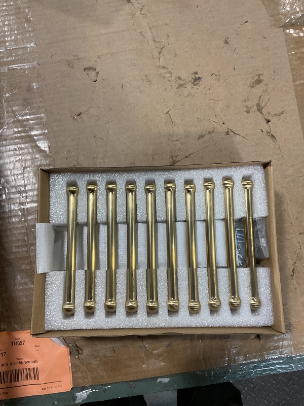 Photo 1 of 10 Pack Brushed Gold Cabinet Pulls 10 Inch Hole Centers Cabinet Handles for Kitchen Cabinet Hardware for Bathroom Drawer Handles