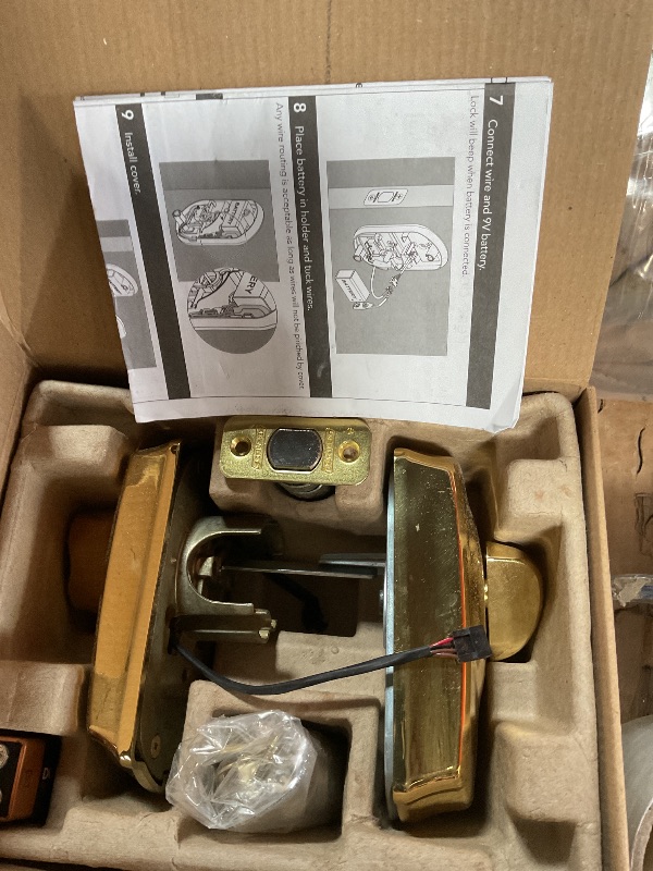 Photo 1 of Schlage Camelot Electronic Keypad Deadbolt Lock, Keyless Front Door Entry, Mechanical Key Backup Included, Bright Brass, BE365 CAM 505