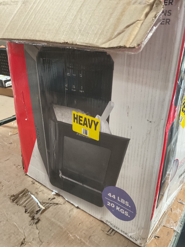 View 3 of *** BOX DAMAGED FROM WATER STILL IN MACHINE/ FOR PARTS ONLY/ MISSING DOESN'T PERFORM FUNCTION*** Frigidaire EFIC237 Countertop Crunchy Chewable Nugget Ice Maker, 44lbs per day, Black Stainless