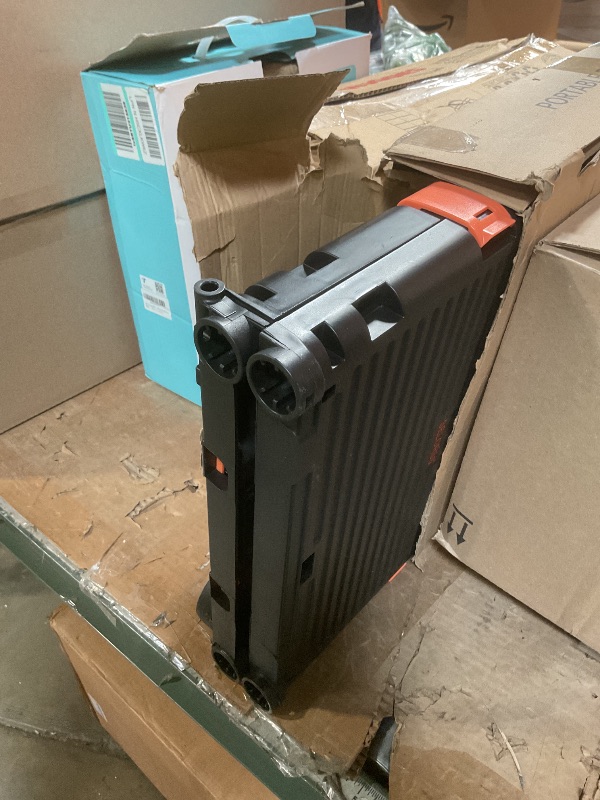 Photo 1 of ***MISSING WHEELS*** FELICON SELORSS Folding Utility Cart Portable Rolling Crate Handcart with Stair Climbing Wheels&360°Swivel Wheels Telescoping Handle Plastic Box Dolly for Travel Shop Move Office Teacher Use(Black)