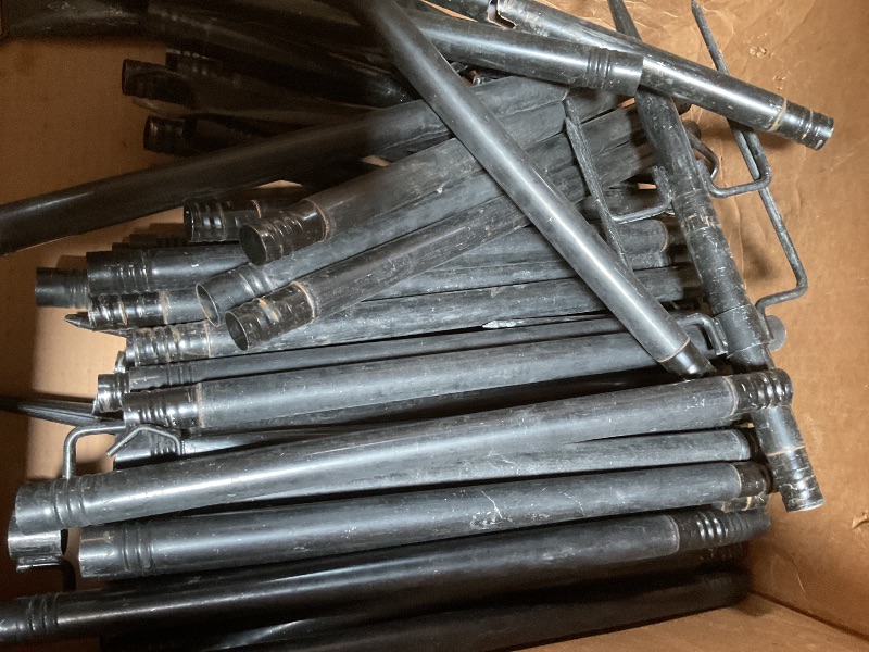 Photo 1 of ***HEAVILY USED/ (DIRTY)/ MISSING ASSEMBLY HARDWARE (SCREWS)*** Sandbaggy 18" Round Steel Concrete Form Stakes with Nail Holes - Rust Resistant Coating - Removable, Reusable (400, 3/4 in X 18 in)
