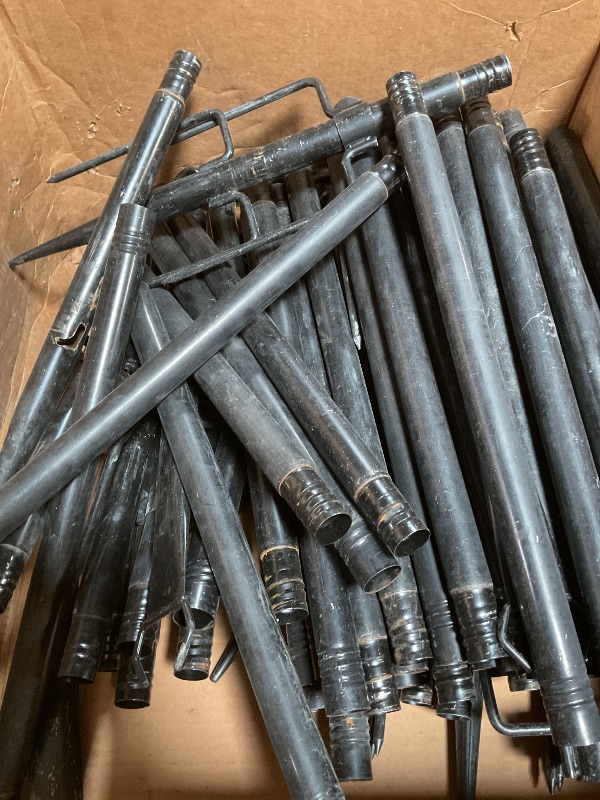 Photo 1 of ***HEAVILY USED/ (DIRTY)/ MISSING ASSEMBLY HARDWARE (SCREWS)*** Sandbaggy 18" Round Steel Concrete Form Stakes with Nail Holes - Rust Resistant Coating - Removable, Reusable (400, 3/4 in X 18 in)