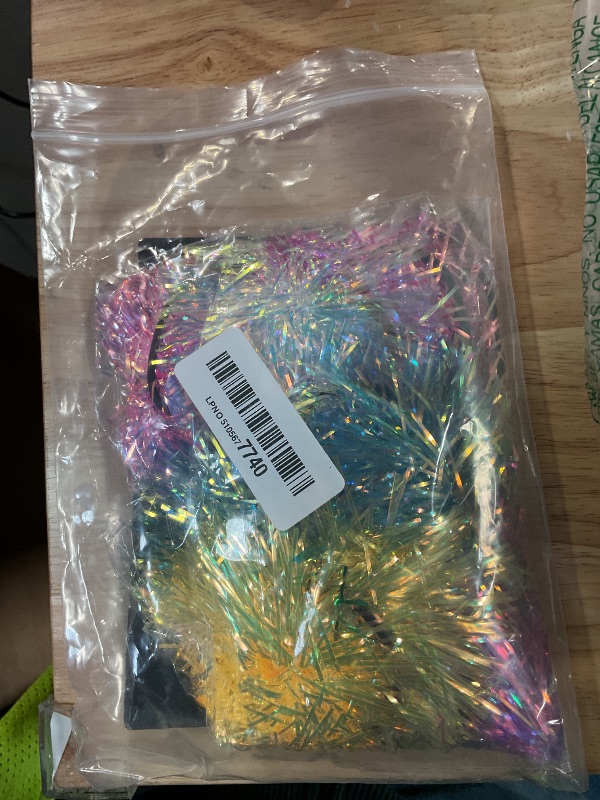 View 2 of 12 Pcs Foil Strips Pom Pom Hair Clips Tinsel Fluffy Ball Elastic Ponytail Holders Shiny Cute Scrunchies Pompom Cosplay Fashion Hair Accessories for Women Girls Birthday Halloween Christmas Party