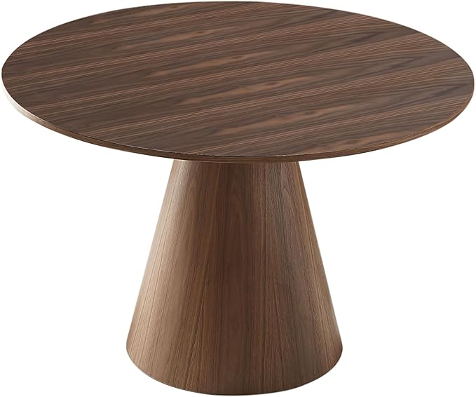 Photo 1 of **MISSING ROUND TABLE TOP** 
WILLIAMSPACE 47.24" Round Wooden Dining Table for 4 to 6, Modern Kitchen Table with Cone Wood Pedestal Base, Circle Dining Room Table Circular Tabletop for Leisure Coffee Table Furniture (Walnut)