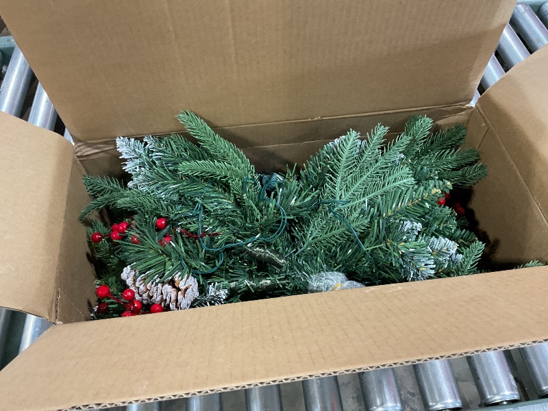 Photo 1 of ***MISSING BASE STAND *** 2 Pack Artificial Christmas Urn Filler,20" MUL-ti Color 50 LED Outdoor/Indoor Trees with 8 Modes & Auto Timer,Waterproof Battery Box & Stakes,Includes Pine Cones & Red Berries for Holiday Decor