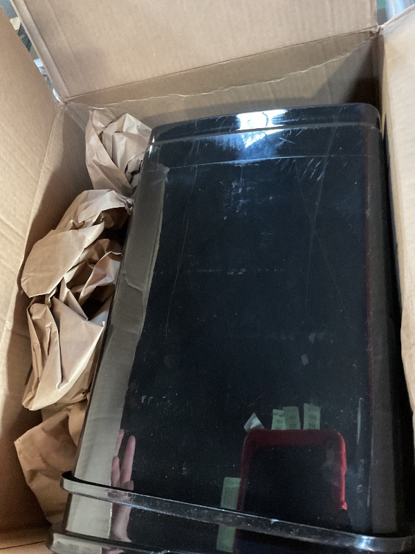 Photo 1 of ***2 CAN BOTTOMS 1 LID / ODOR*** Superio Medium Trash Can with Lid 4.5 Gallon Plastic Swing Top Garbage Can Slim Waste Bin for Under Sink/Cabinet, Laundry Room, Kitchen, Office, Bedroom, Bathroom, College Dorm, 18 Qt, Black, 2