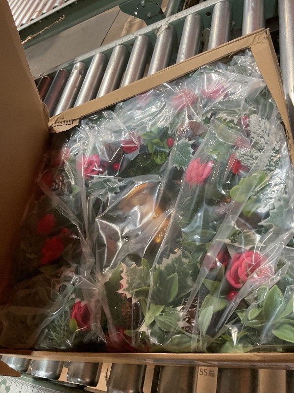 Photo 1 of 20 Inch Fall Wreath for Front Door, Artificial Thanskgiving Autumn Wreath with Pumpkins, Berries, Dahlia and Silk Leaves for Farmhouse Home Window Wall Office Indoor Outdoor Decorations