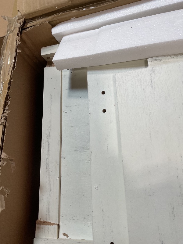 Photo 1 of ** DAMAGED CORNERS** VASAGLE LIRY Collection - 71-Inch Tall Kitchen Pantry Cabinet with Lights and Charging Station, Coffee Bar Cabinet with Doors and Drawer, Farmhouse Style, Adjustable Shelves, Rustic White UBBK363W12