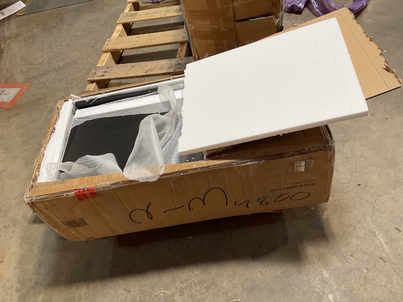 Photo 1 of ***INCOMPLETE SET / BOX 1 OF 3**** Nathan James Iris Mid-Century Modern Credenza, Black TV Stand, Living Room Wood Storage Cabinet with Arched Cabinet Doors, Black Credenza Cabinet for Kitchen or Living Room, Black Oak, ONLY ONE