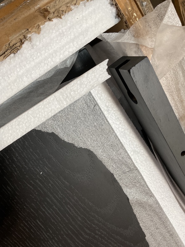 Photo 1 of ***INCOMPLETE SET / BOX 1 OF 3**** Nathan James Iris Mid-Century Modern Credenza, Black TV Stand, Living Room Wood Storage Cabinet with Arched Cabinet Doors, Black Credenza Cabinet for Kitchen or Living Room, Black Oak, ONLY ONE