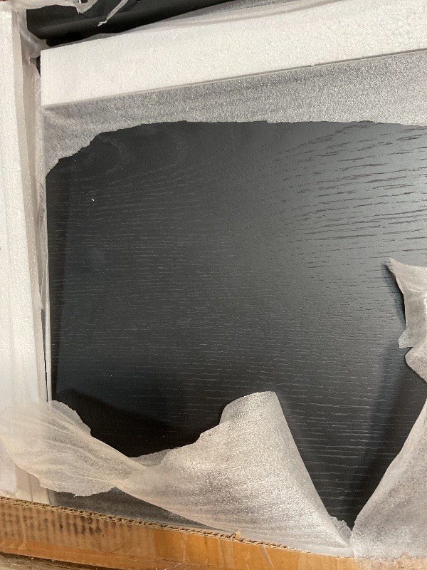 Photo 1 of ***INCOMPLETE SET / BOX 1 OF 3**** Nathan James Iris Mid-Century Modern Credenza, Black TV Stand, Living Room Wood Storage Cabinet with Arched Cabinet Doors, Black Credenza Cabinet for Kitchen or Living Room, Black Oak, ONLY ONE