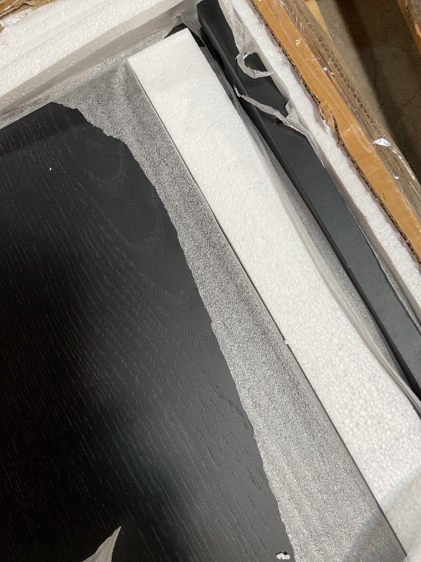 Photo 1 of ***INCOMPLETE SET / BOX 1 OF 3**** Nathan James Iris Mid-Century Modern Credenza, Black TV Stand, Living Room Wood Storage Cabinet with Arched Cabinet Doors, Black Credenza Cabinet for Kitchen or Living Room, Black Oak, ONLY ONE