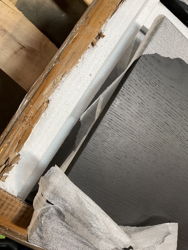 Photo 1 of ***INCOMPLETE SET / BOX 1 OF 3**** Nathan James Iris Mid-Century Modern Credenza, Black TV Stand, Living Room Wood Storage Cabinet with Arched Cabinet Doors, Black Credenza Cabinet for Kitchen or Living Room, Black Oak, ONLY ONE