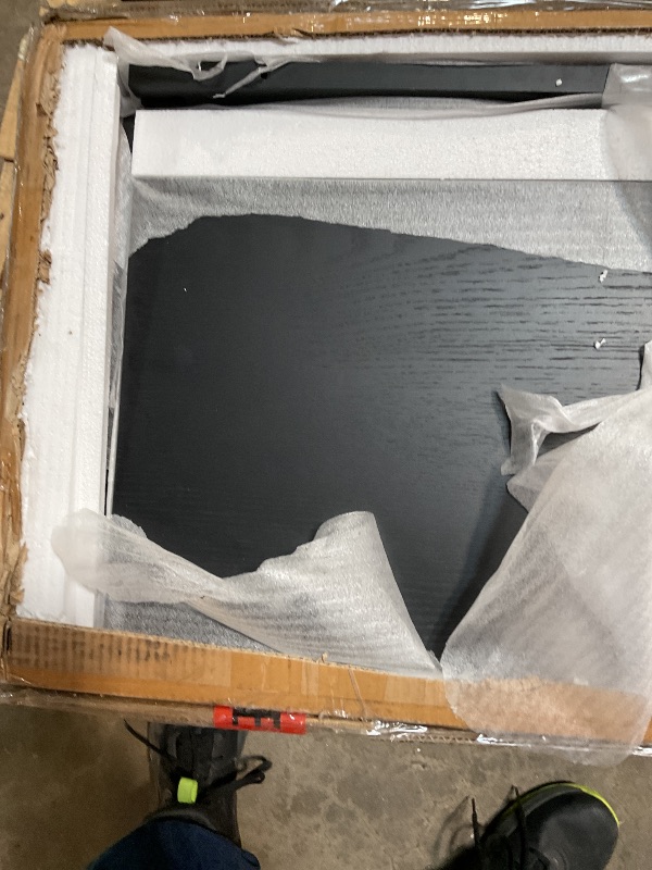 Photo 1 of ***INCOMPLETE SET / BOX 1 OF 3**** Nathan James Iris Mid-Century Modern Credenza, Black TV Stand, Living Room Wood Storage Cabinet with Arched Cabinet Doors, Black Credenza Cabinet for Kitchen or Living Room, Black Oak, ONLY ONE