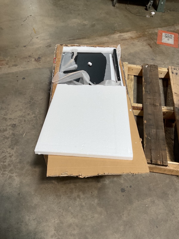 Photo 1 of ***INCOMPLETE SET / BOX 1 OF 3**** Nathan James Iris Mid-Century Modern Credenza, Black TV Stand, Living Room Wood Storage Cabinet with Arched Cabinet Doors, Black Credenza Cabinet for Kitchen or Living Room, Black Oak, ONLY ONE