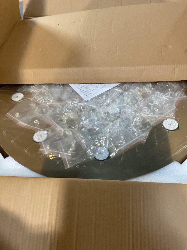 Photo 1 of ***FOR PARTS ONLY/ MISSING ASSEMBLY PIECES**** cenozo Modern Large Crystal Chandelier for Foyer Raindrop Chandeliers LED Dimmable High Ceiling Flush Mount Light Fixtures for Staircaes Hallway Entryway Rain Lamp LED Bulbs Included 99'' Gold