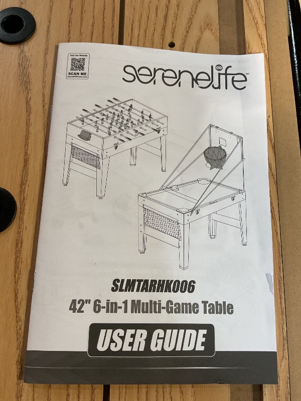 Photo 1 of *POSSIBLE PARTS ONLY*
SereneLife 48" 6-in-1 Multi-Game Electric Air Hockey, Foosball Soccer, Pool, Ping Pong, Basketball, Table Tennis Ping Pong, Full-Size Game Table, Endless Family Fun - All Accessories Included