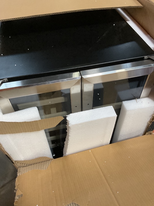 Photo 1 of ** NO HANDLES** BODEGA 24 Inch Wine and Beverage Refrigerator, Dual Zone Wine and Bar Beverage Cooler, Commercial Black Bar Cooler With 2 Glass Doors, Bar Fridge Hold 19 Bottles and 57 Cans,Built-In or Freestanding.