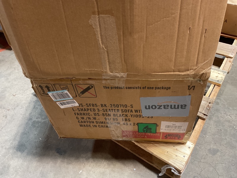 Photo 1 of 2 boxes*** Shintenchi Small Sectional Sofa Couches,L Shape Convertible Sofa with Ottoman,3 Seat Comfy Corduroy Upholstered Sofa Couch,Small Couch for Apartment,Living Room and Office(Black)