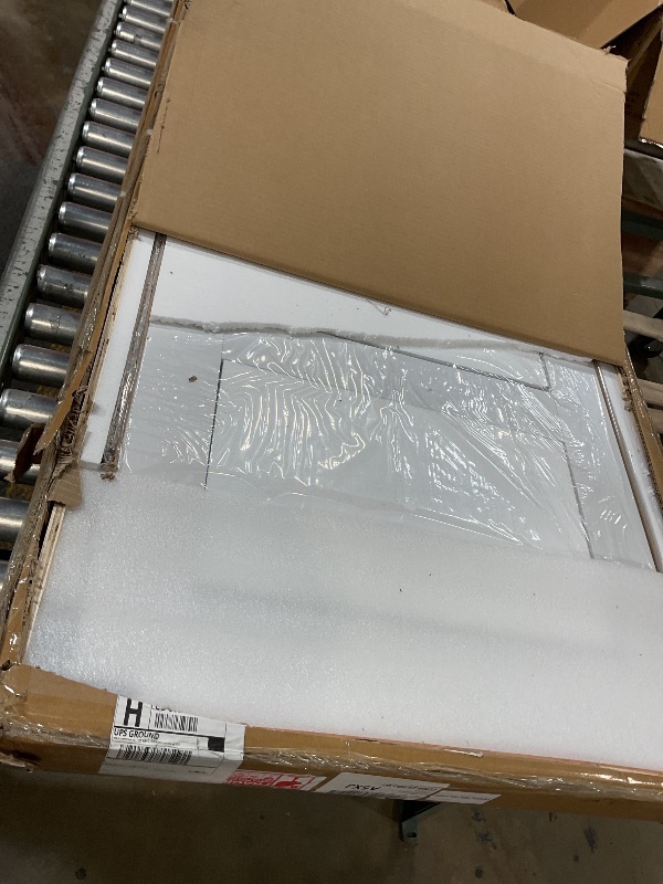 Photo 1 of **MISSING 2 PANELS** SMARTSTANDARD 96x80 Inch Closet Sliding Door Kit - Four 25" White Barn Doors with Frosted 5-Panel Glass, MDF PVC Surface, Complete Hardware Included for Easy Installation